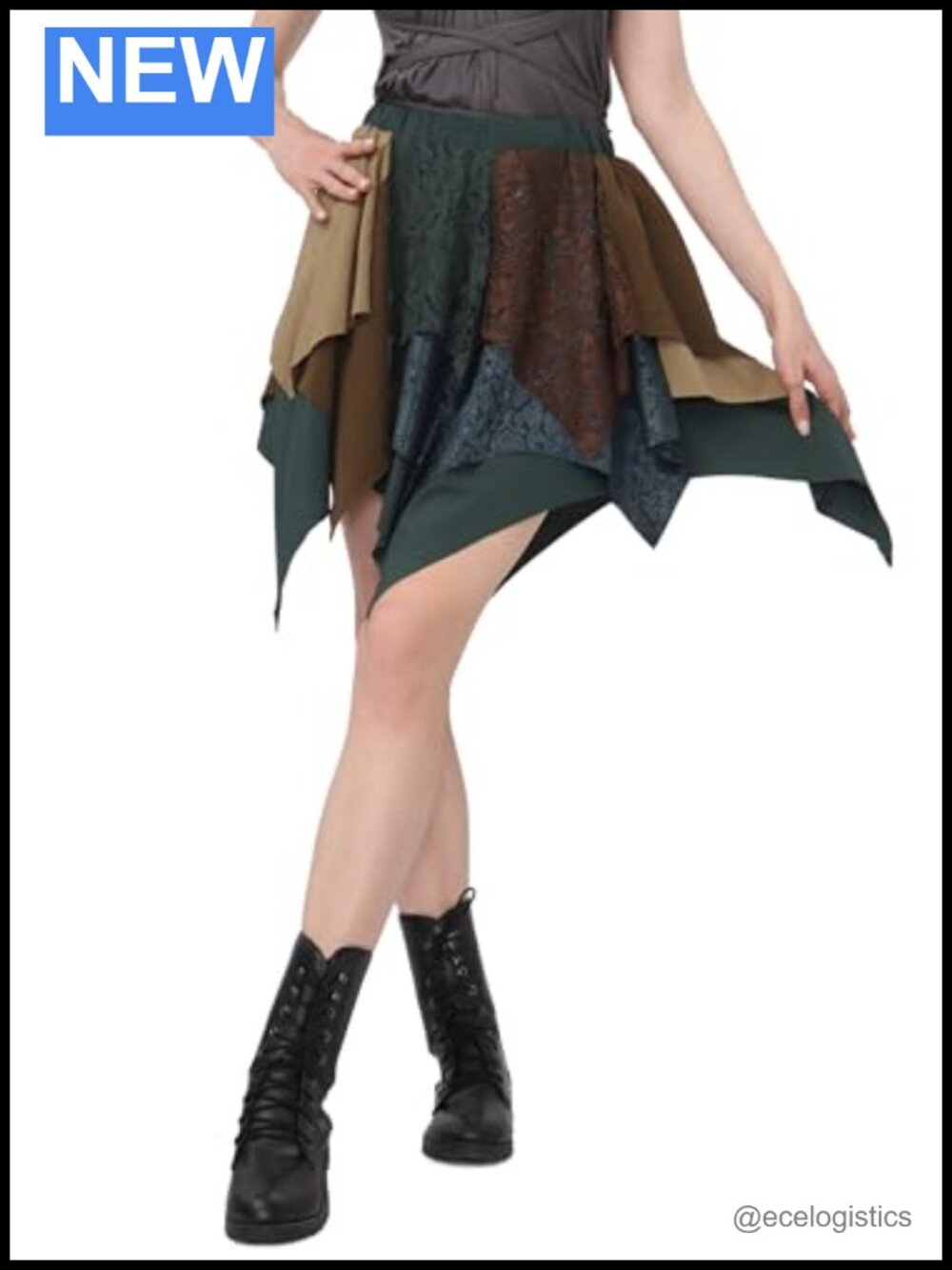 ANINECT Renaissance Patchwork Mini Skirt Multi-Layered Costume Fairy Cosplay